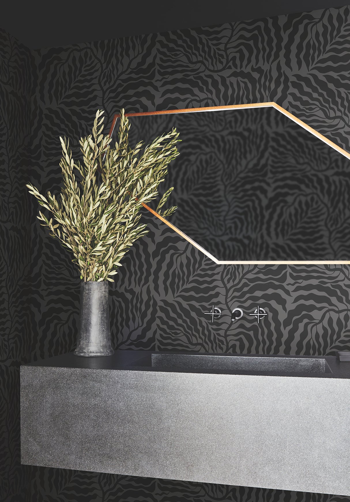 York AG2062 Fern Fronds Black Wallpaper