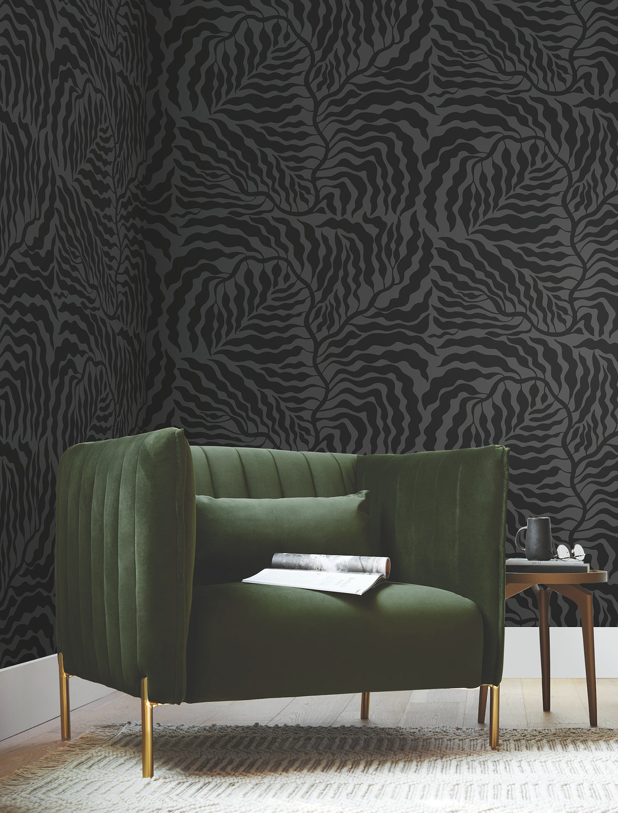 York AG2062 Fern Fronds Black Wallpaper