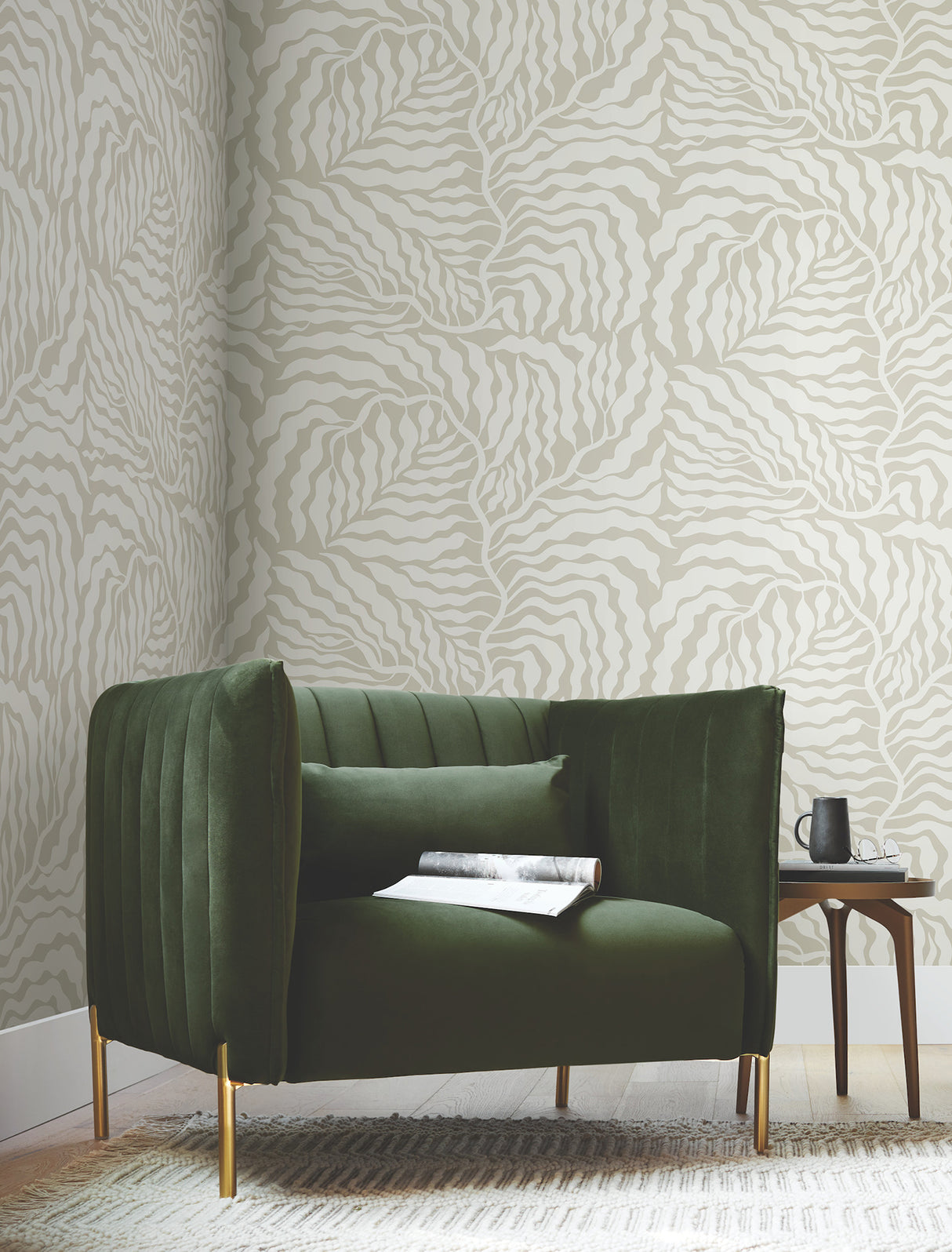 York AG2063 Fern Fronds Taupe & White Wallpaper