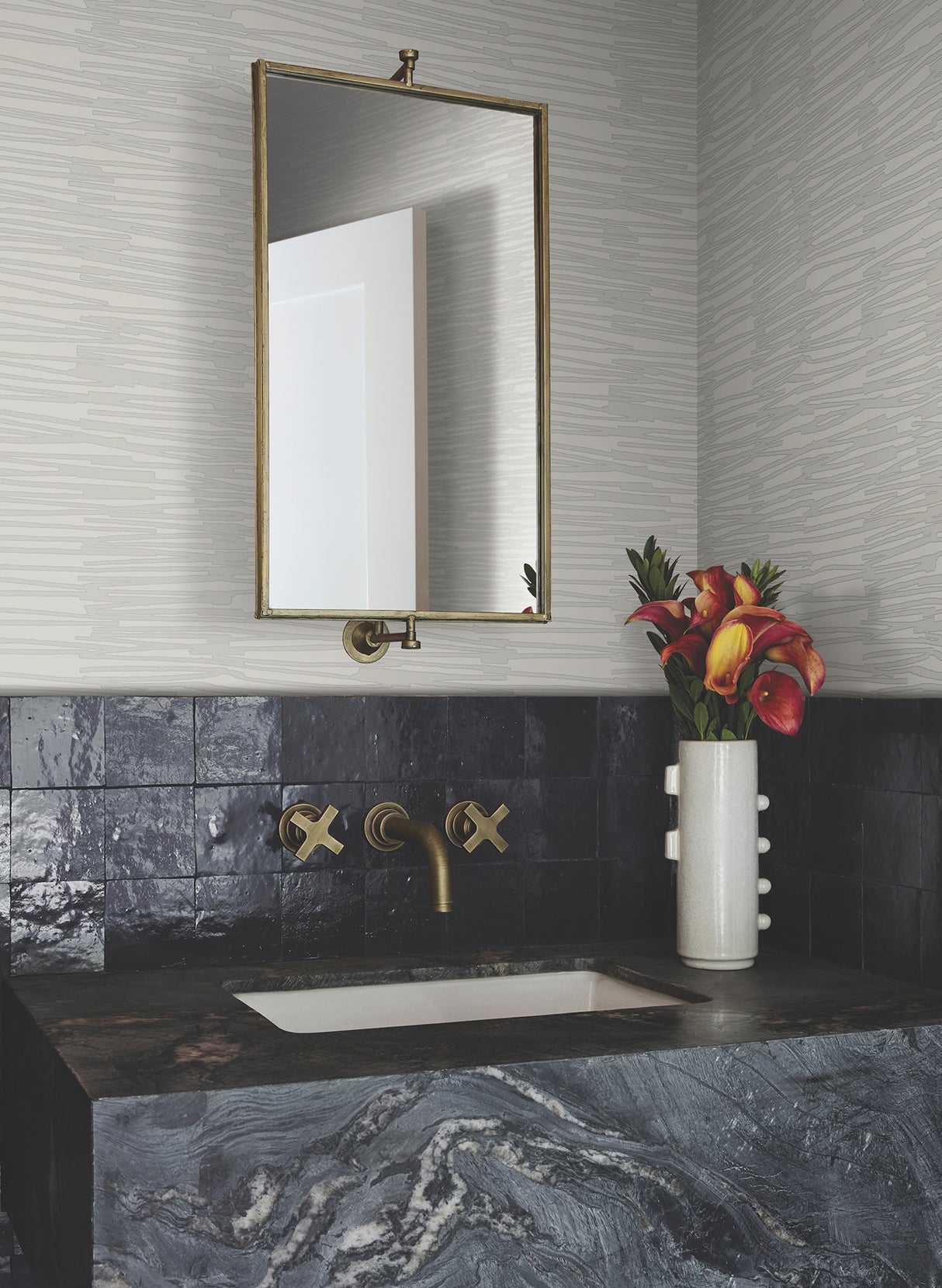 York AG2092 Water Reed Thatch Dove & Silver Wallpaper