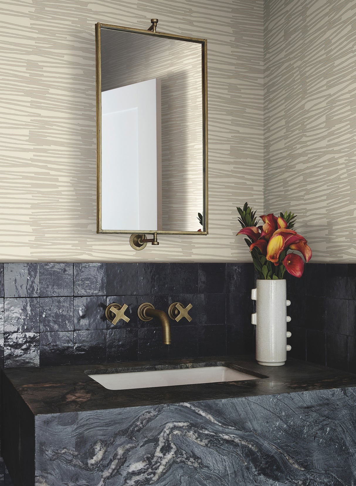 York AG2093 Water Reed Thatch Linen & Silver Wallpaper