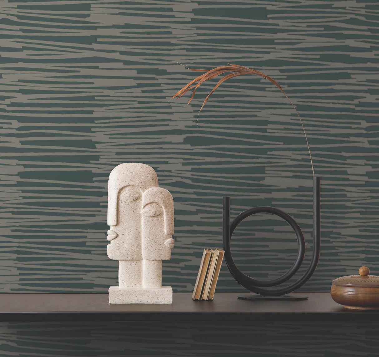 York AG2094 Water Reed Thatch Forest & Silver Wallpaper