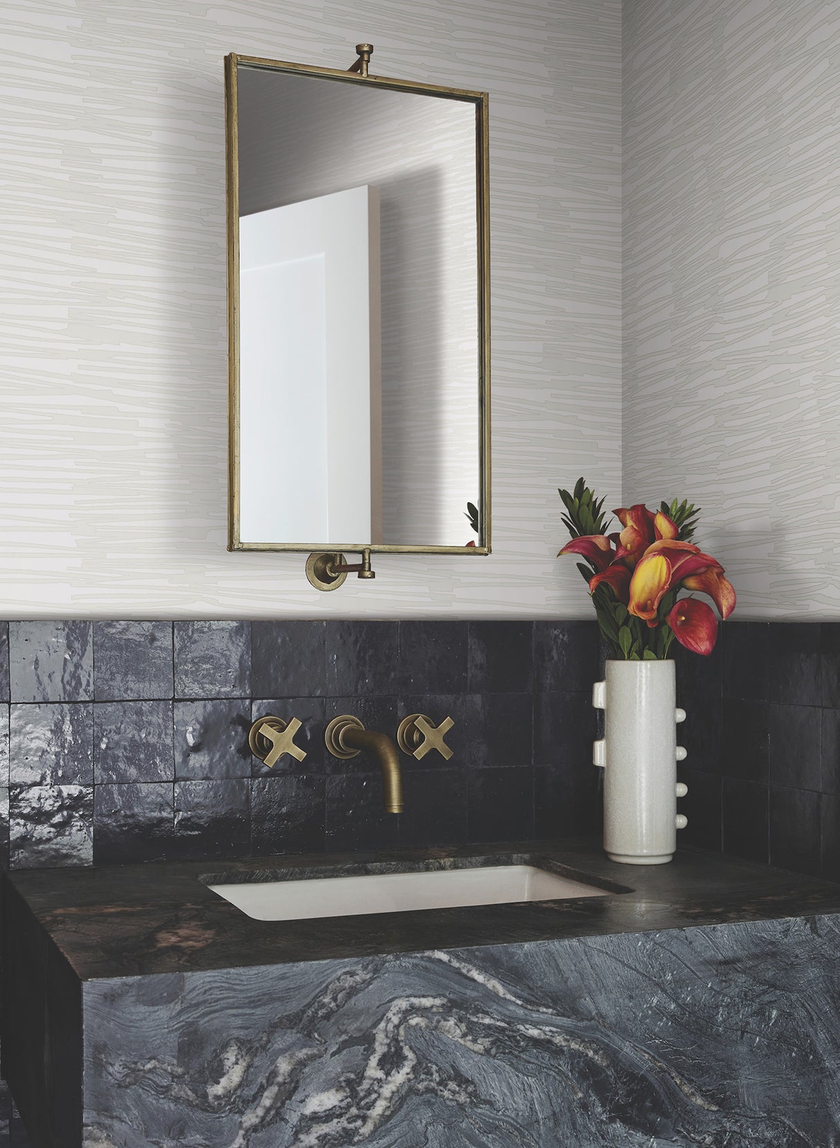 York AG2096 Water Reed Thatch Ivory & Glint Wallpaper