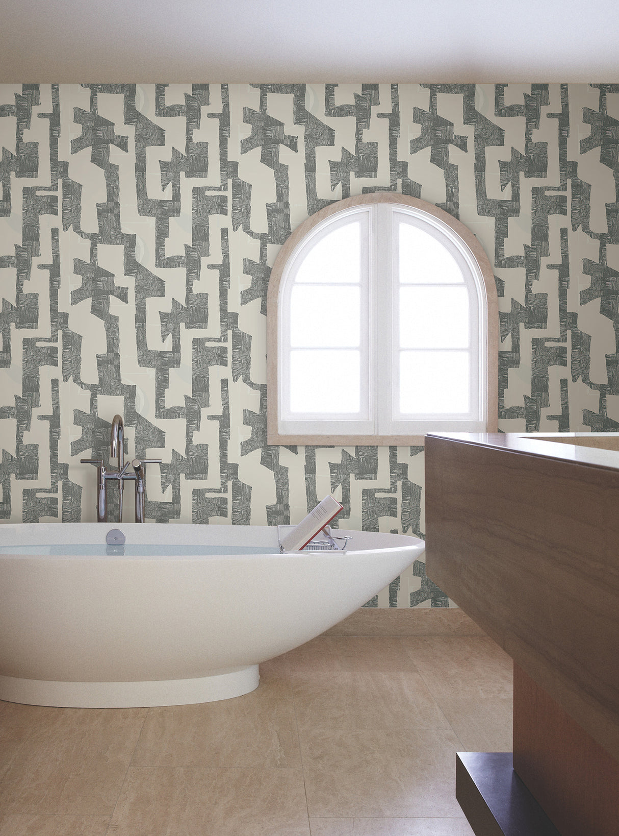 York AG2101 Modern Tribal Linen & Charcoal Wallpaper