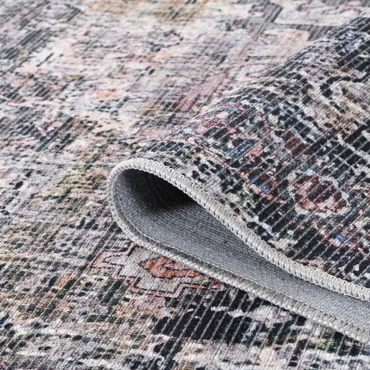 Amer Rugs ALA-2 Alaska Machine-Washable Vintage Medallion Power-Loomed /Gray Area Rug