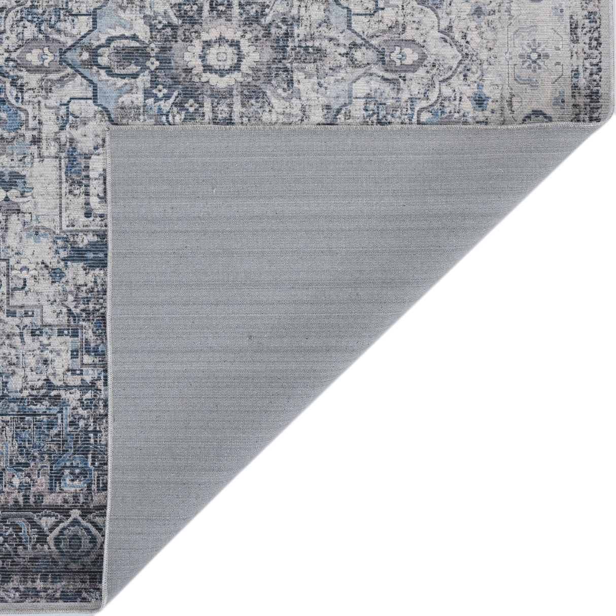 Amer Rugs ALA-3 Alaska Machine-Washable Vintage Medallion Power-Loomed Gray/Blue Area Rug