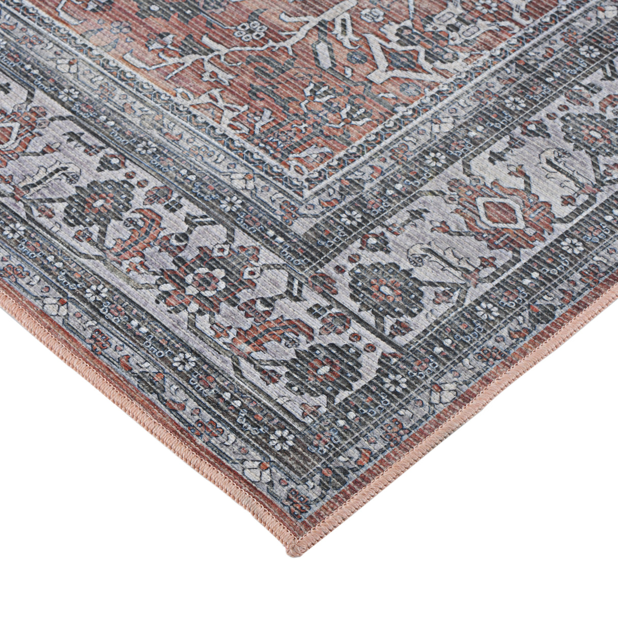 Amer Rugs ALA-4 Alaska Machine-Washable Vintage Medallion Power-Loomed /Gray Area Rug
