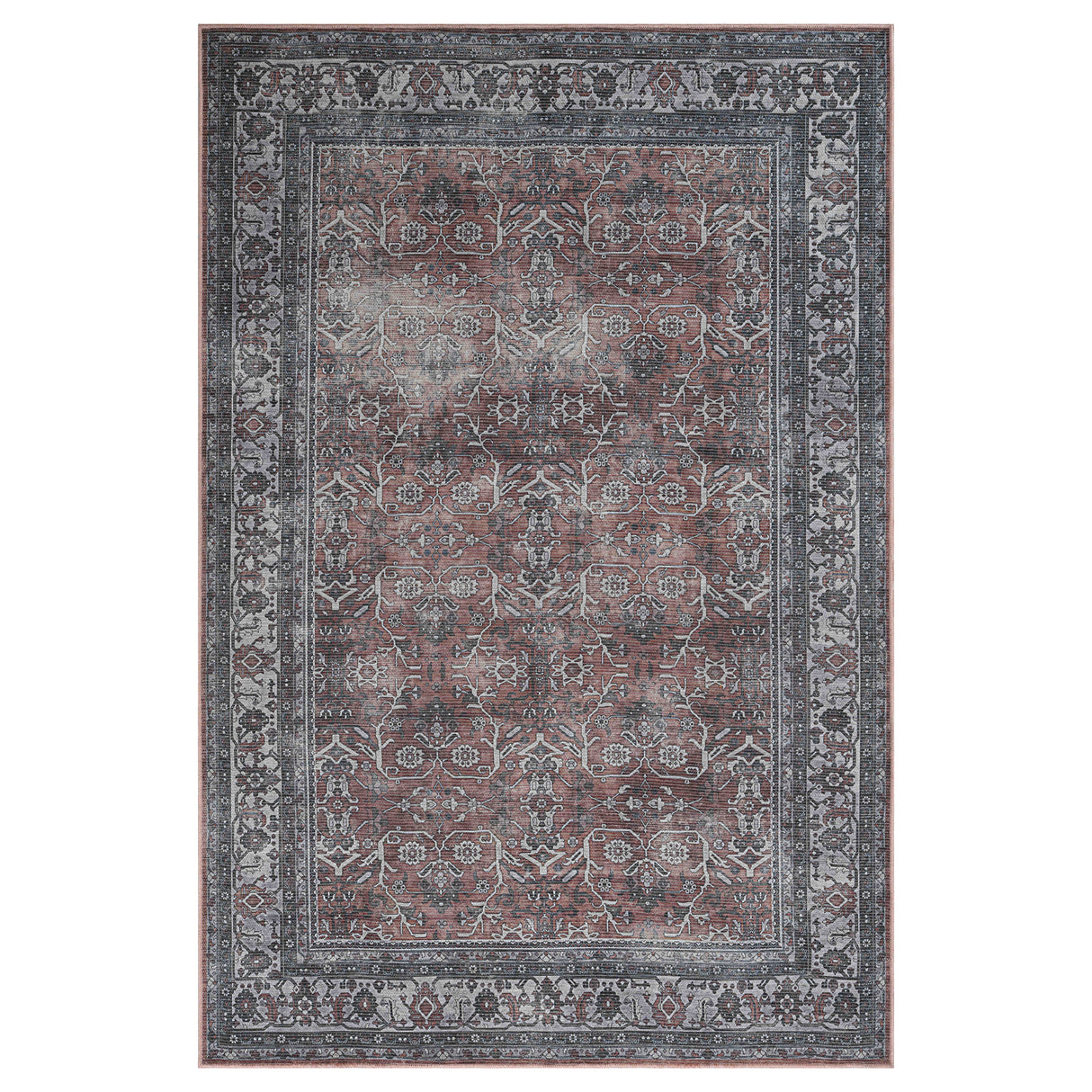 Amer Rugs ALA-4 Alaska Machine-Washable Vintage Medallion Power-Loomed /Gray Area Rug