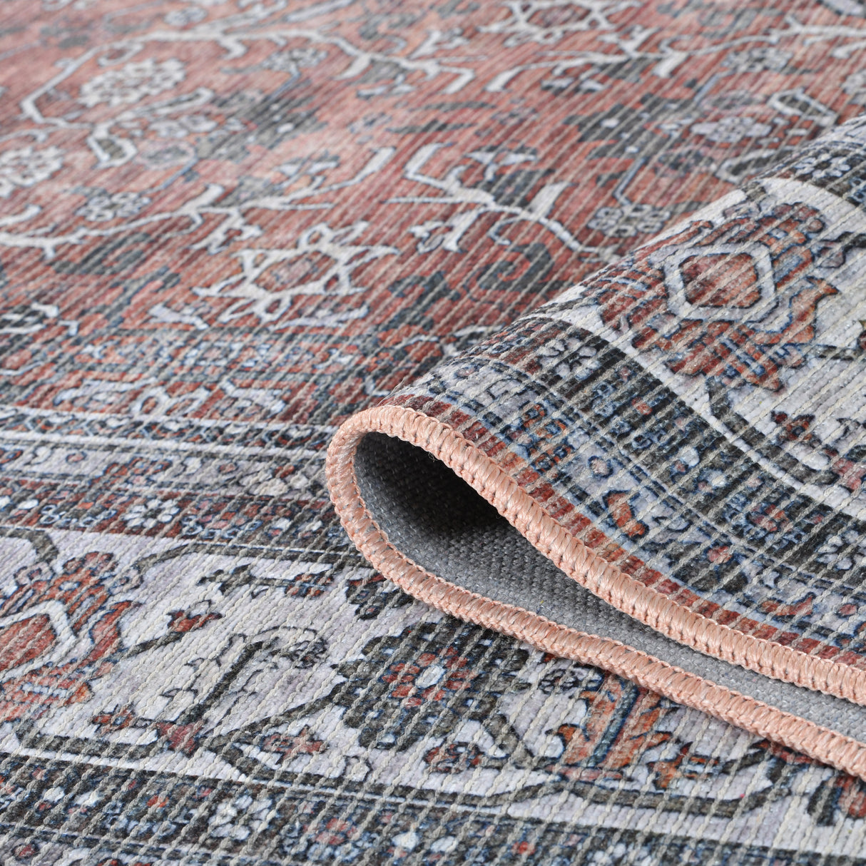 Amer Rugs ALA-4 Alaska Machine-Washable Vintage Medallion Power-Loomed /Gray Area Rug