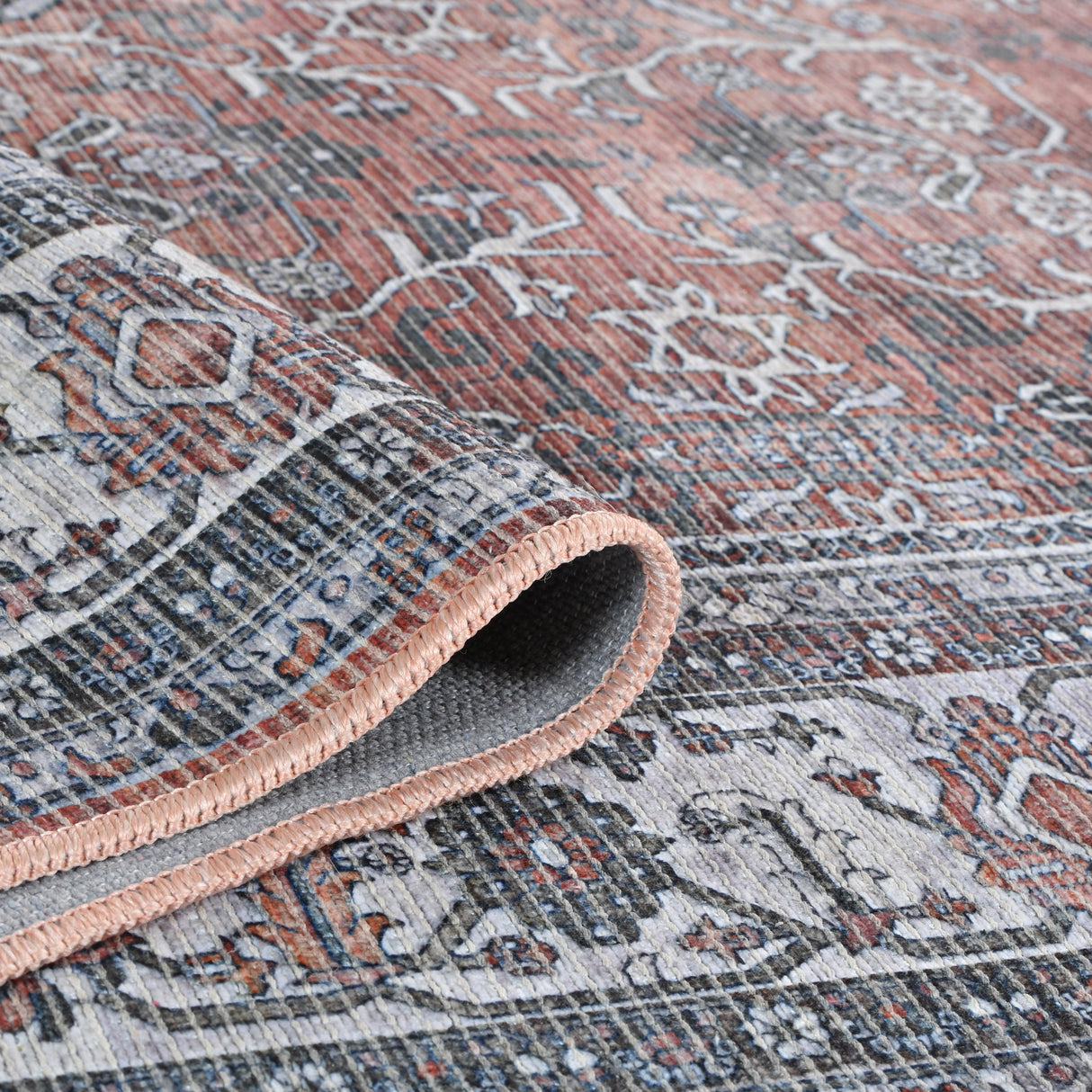 Amer Rugs ALA-4 Alaska Machine-Washable Vintage Medallion Power-Loomed /Gray Area Rug