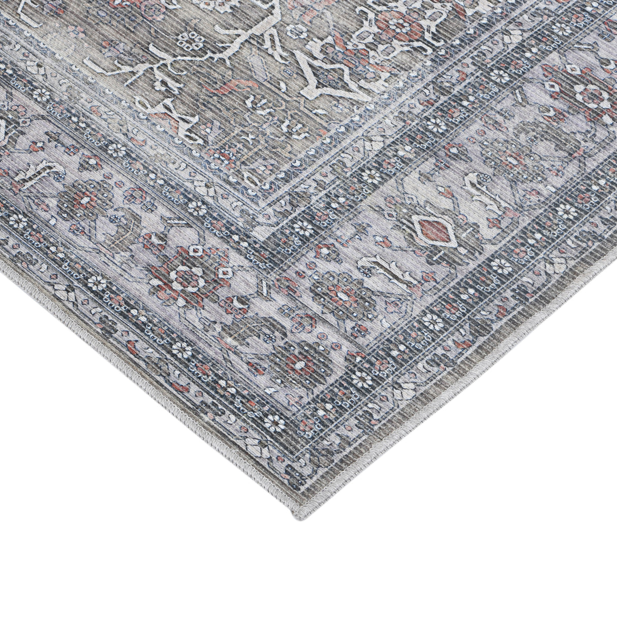 Amer Rugs ALA-6 Alaska Machine-Washable Vintage Medallion Power-Loomed /Gray Area Rug