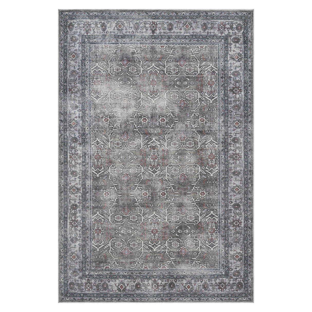 Amer Rugs ALA-6 Alaska Machine-Washable Vintage Medallion Power-Loomed /Gray Area Rug