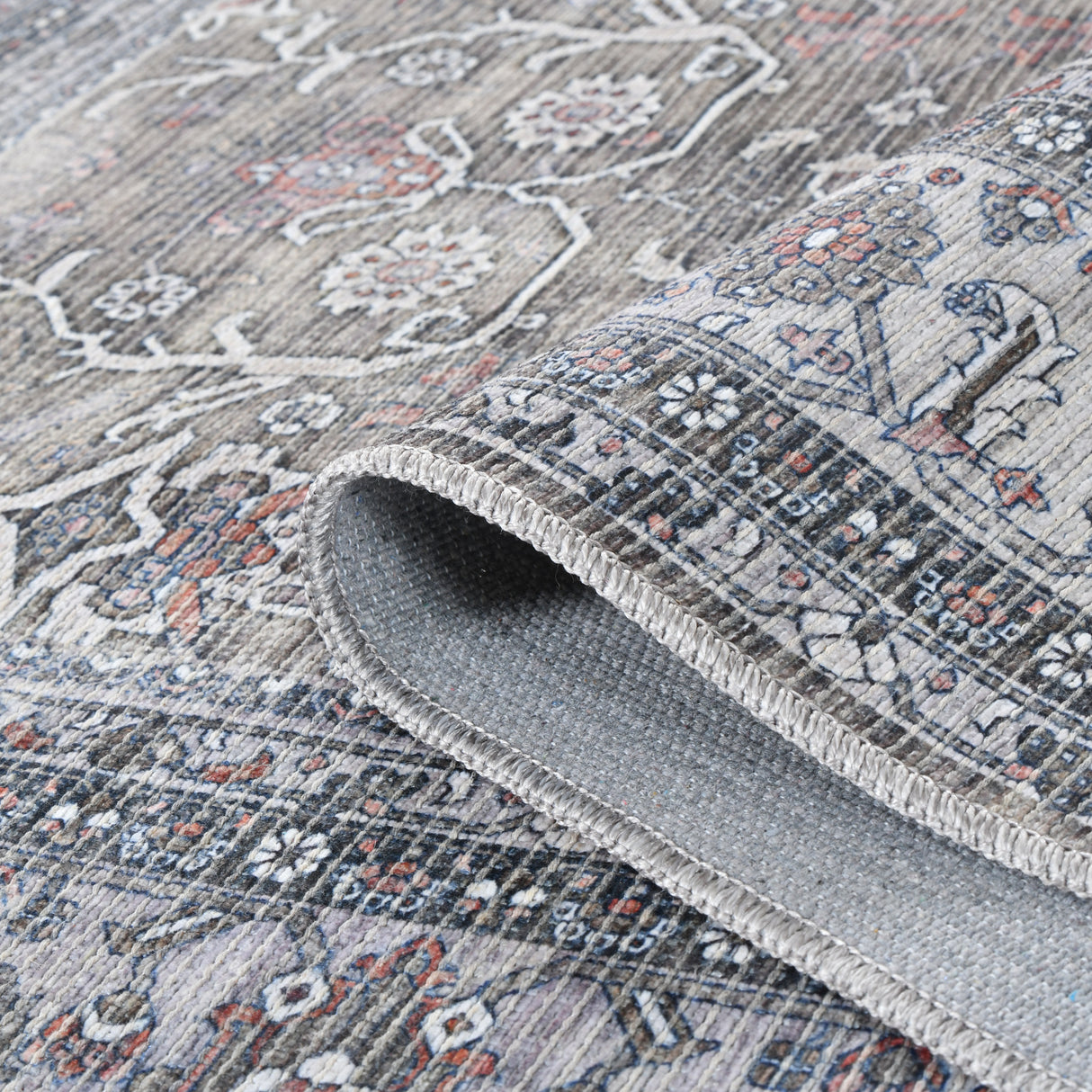 Amer Rugs ALA-6 Alaska Machine-Washable Vintage Medallion Power-Loomed /Gray Area Rug