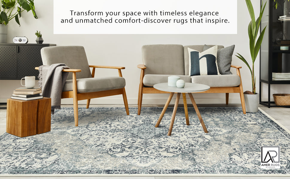 Amer Rugs ALU-6 Allure Classic Medallion /Blue Area Rug