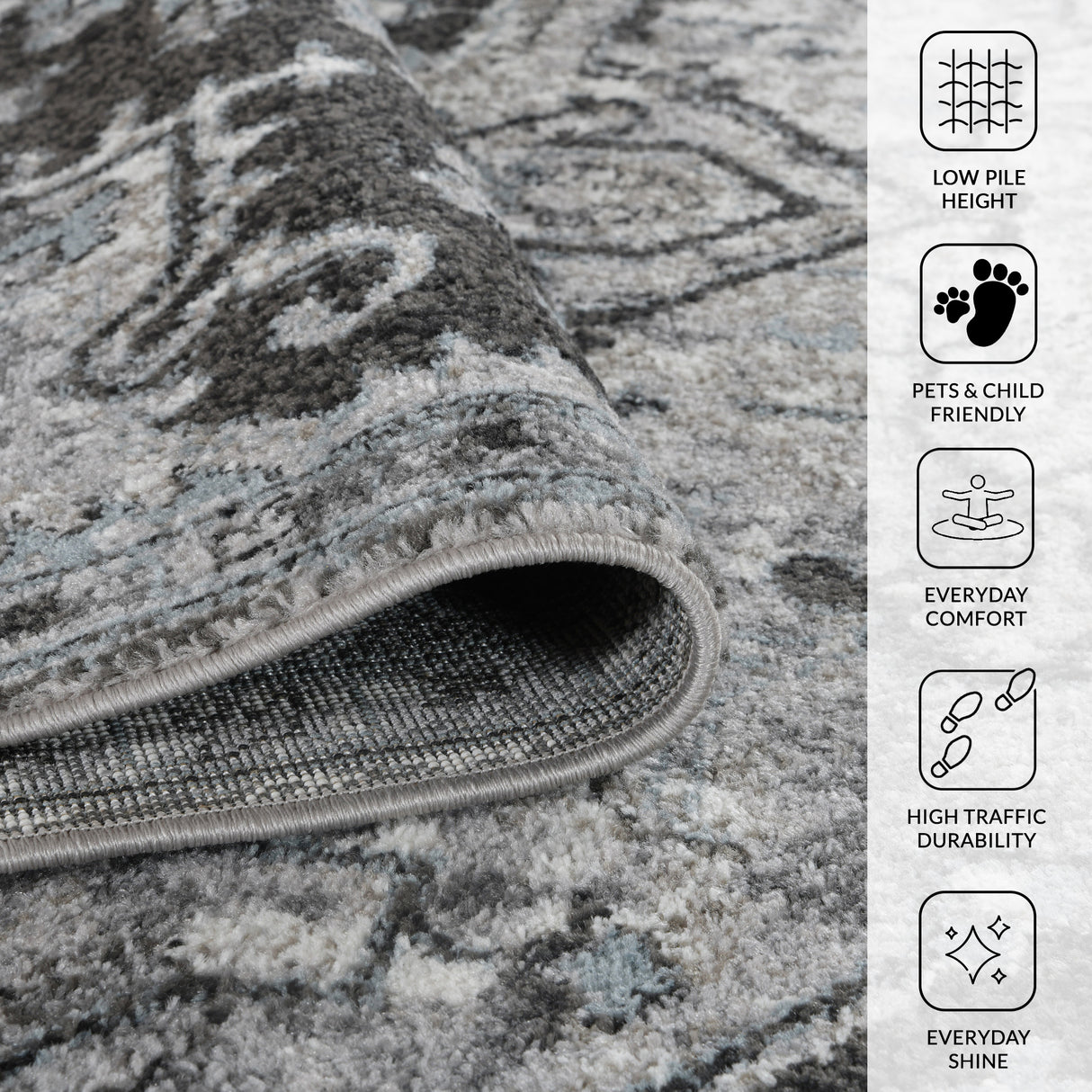 Amer Rugs ALX-49 Alexandria Contemporary Medallion /Gray Area Rug