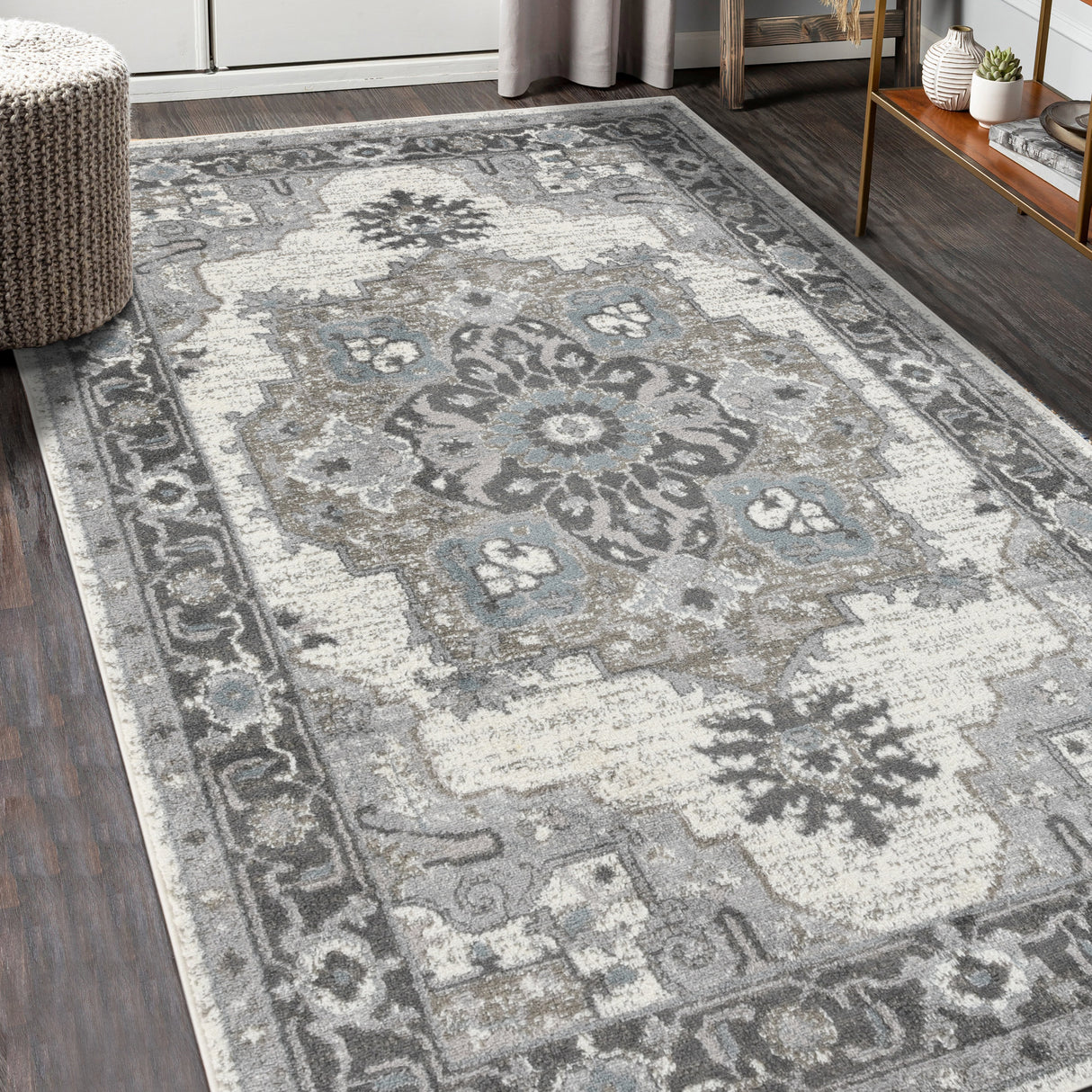 Amer Rugs ALX-51 Alexandria Classic Medallion /Stone Gray Area Rug
