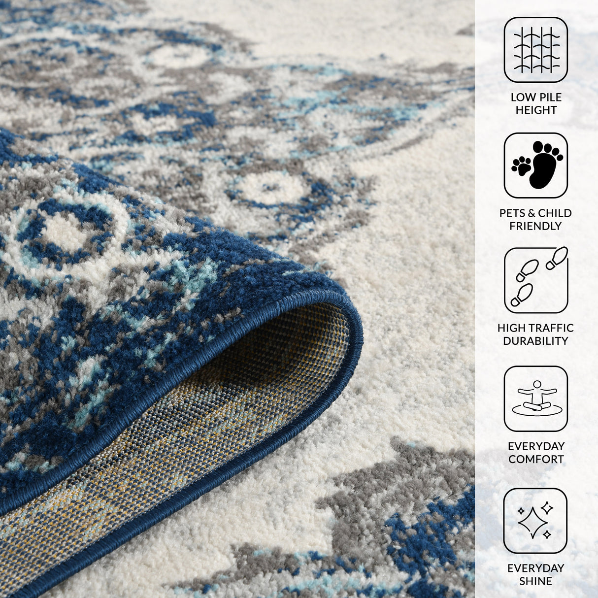 Amer Rugs ALX-86 Alexandria Classic Medallion /Navy Area Rug