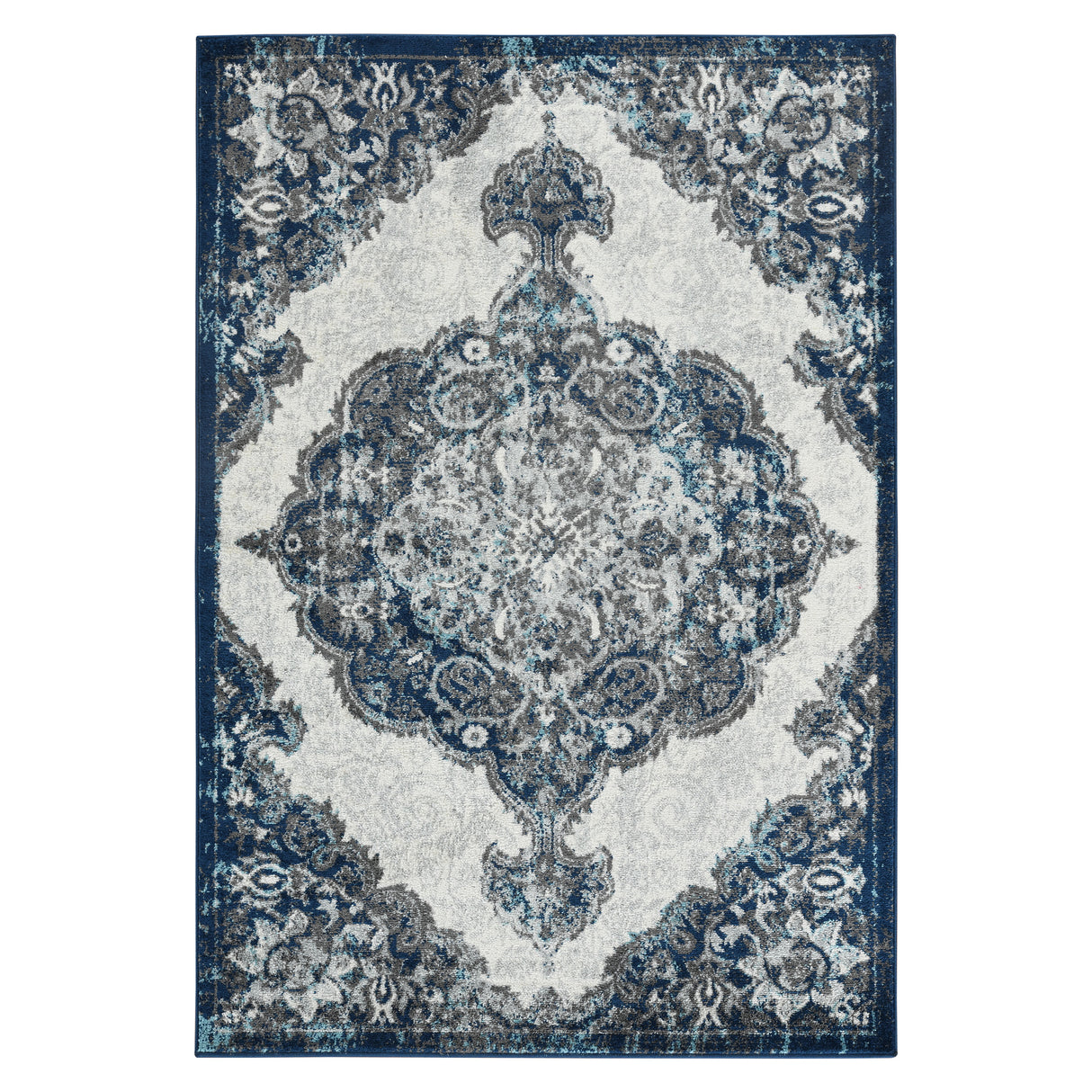 Amer Rugs ALX-86 Alexandria Classic Medallion /Navy Area Rug