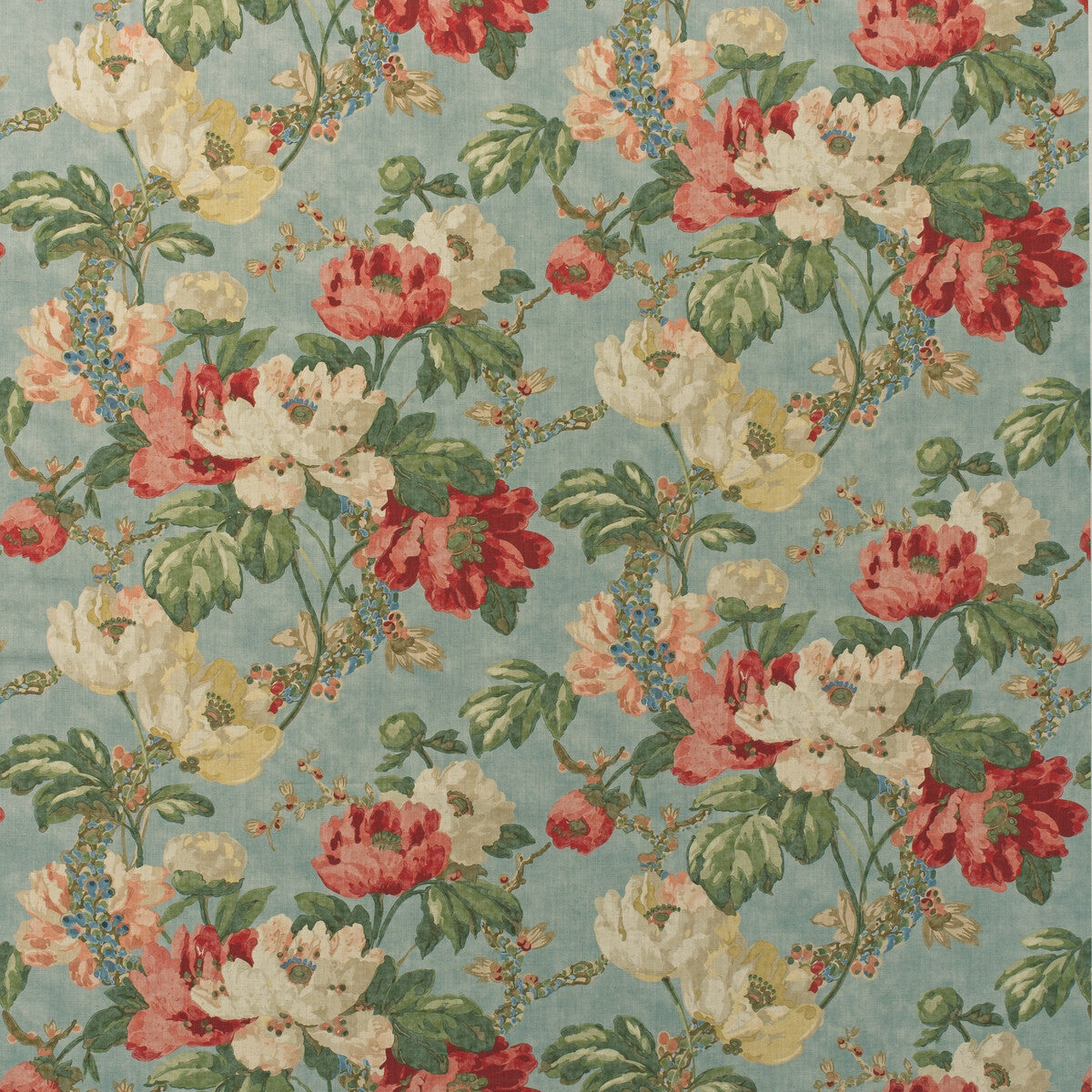 KRAVET COUTURE AM100449.519.0 PEONY SUMMER SKY Fabric - Eade's Wallpaper