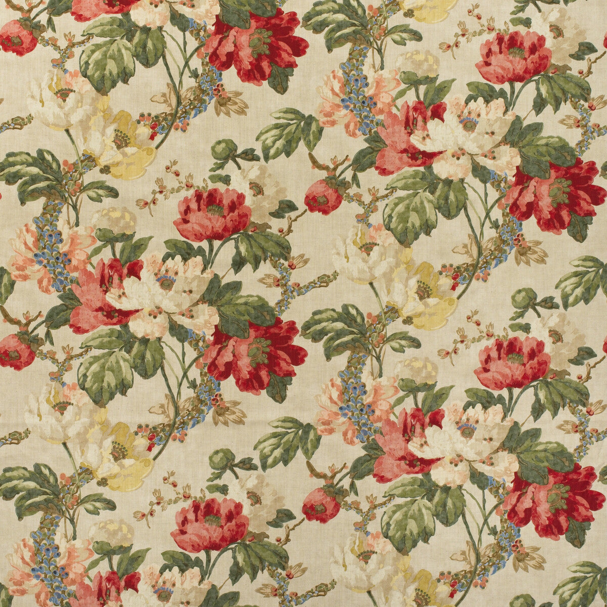 KRAVET COUTURE AM100449.916.0 PEONY NATURAL Fabric - Eade's Wallpaper