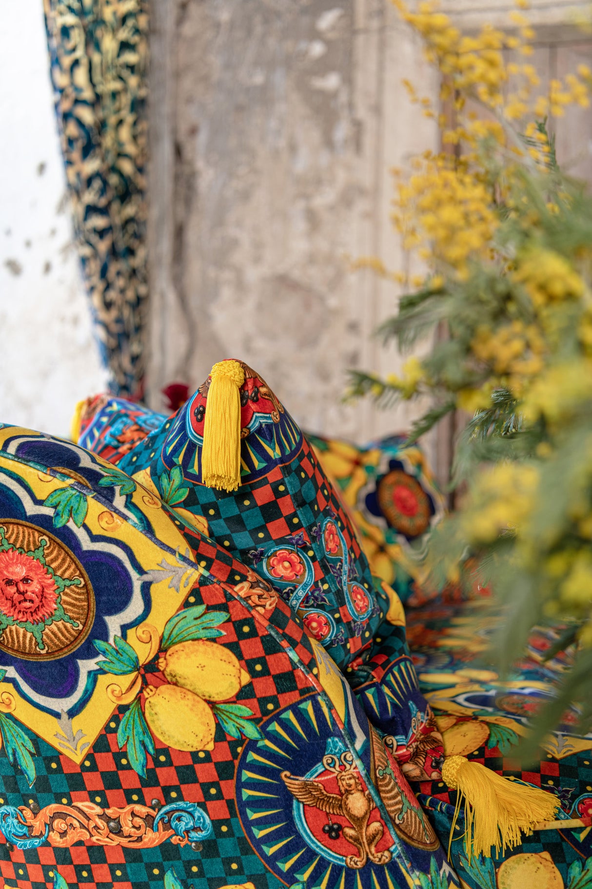 MindtheGap AMALFI Blue Velvet Cushion - Lifestyle Collection 2024