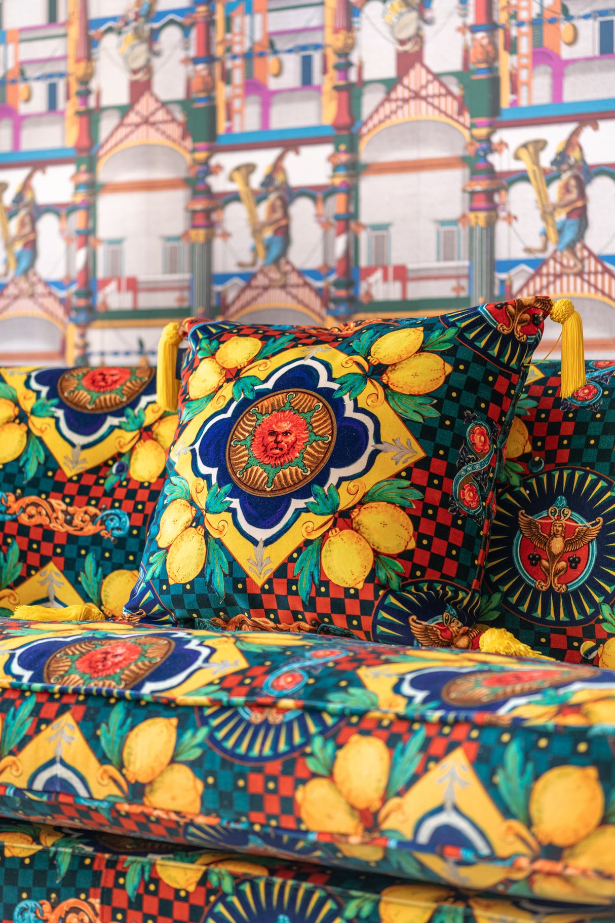 MindtheGap AMALFI Blue Velvet Cushion - Lifestyle Collection 2024