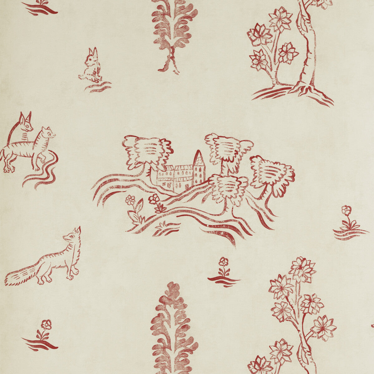 KRAVET COUTURE AMW10057.19.0 WYCHWOOD HUNTSMAN RED Wallpaper - Eade's Wallpaper
