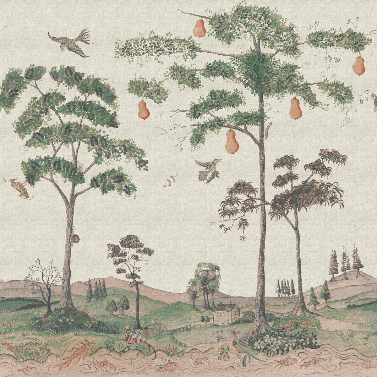 KRAVET COUTURE AMW10084.106.0 MYTHICAL LAND LINEN FLAX Wallpaper - Eade's Wallpaper