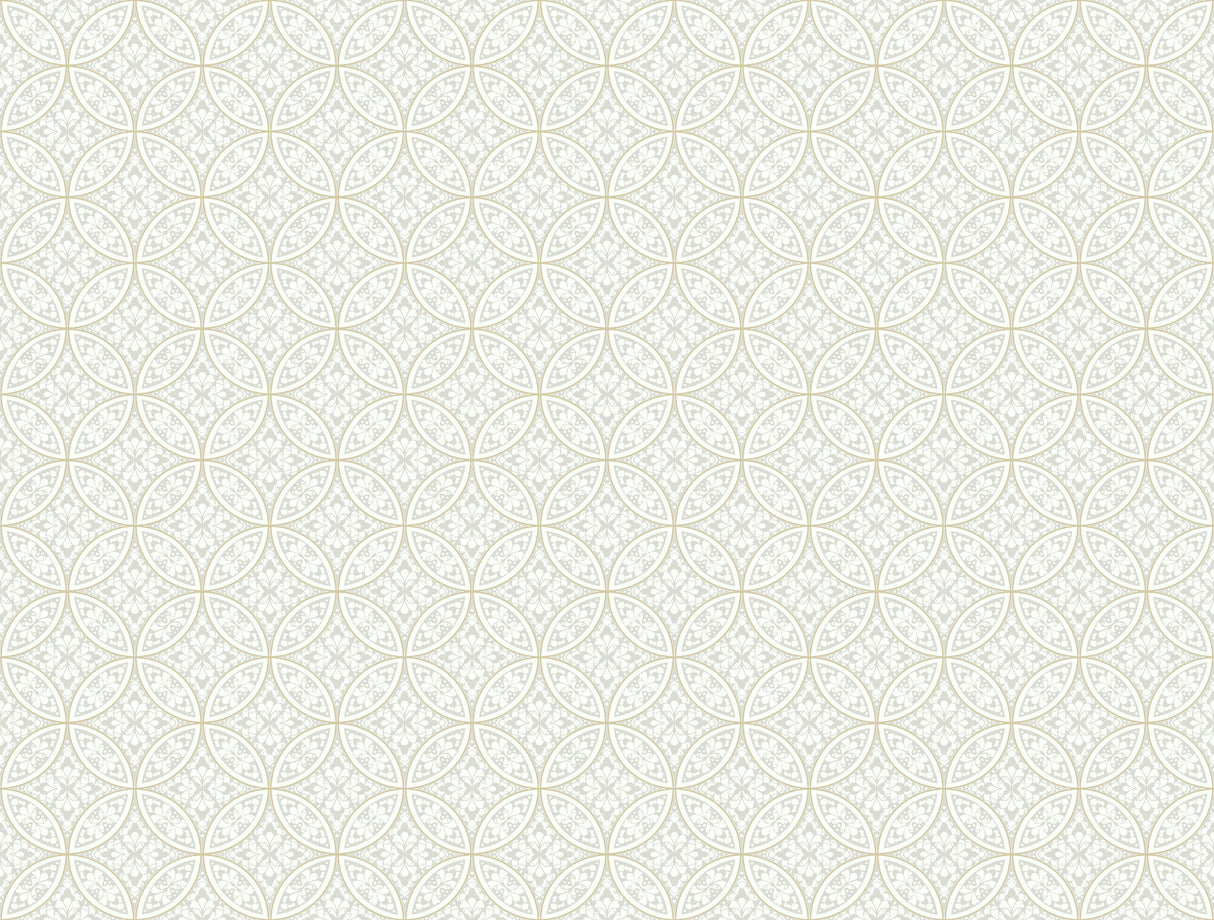 York AP7433 Lacey Circle Geo Cream & Grey Wallpaper