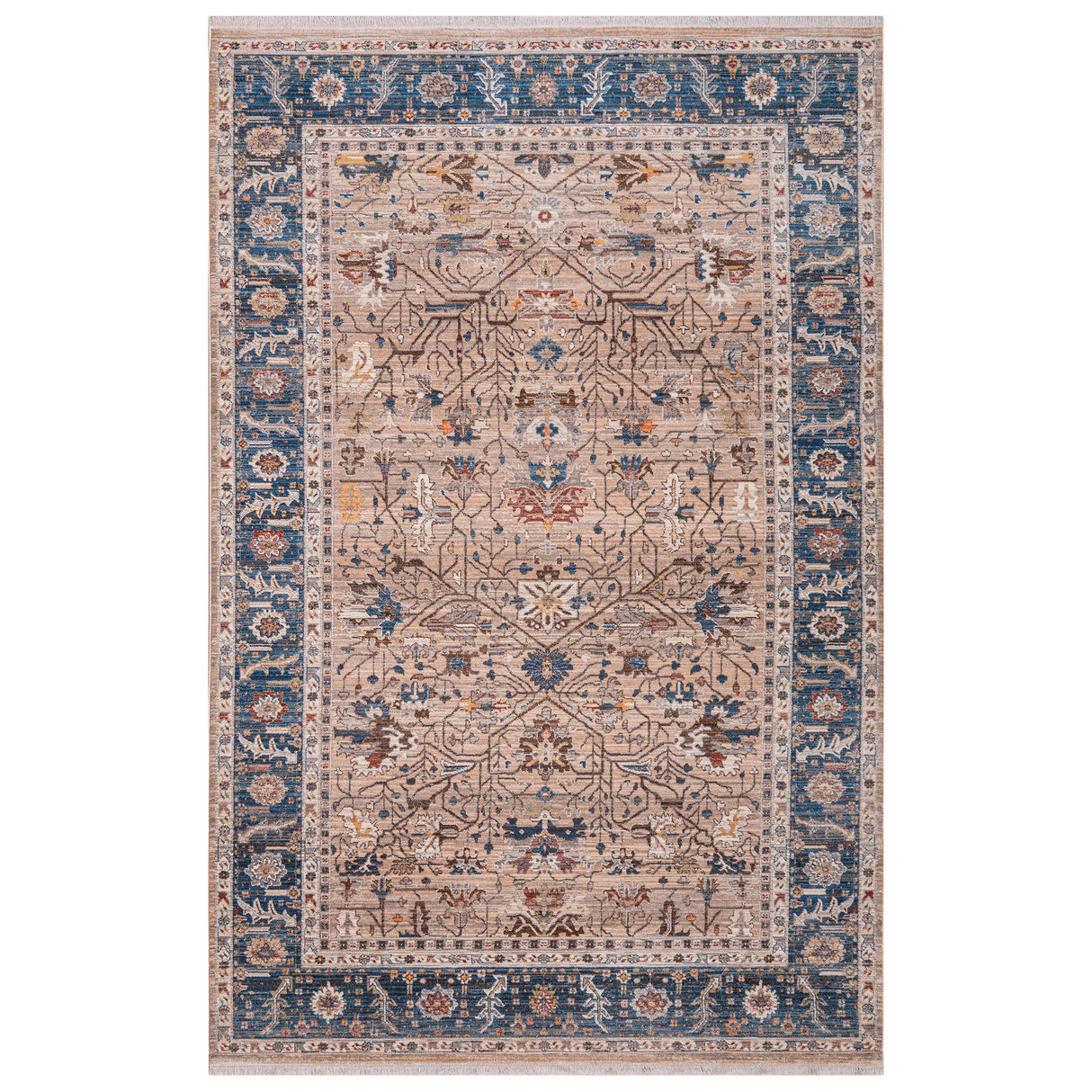 Amer Rugs ARC-4 Arcadia Oriental Design /Navy Runner Rug, 2'7" X 10' Area Rug