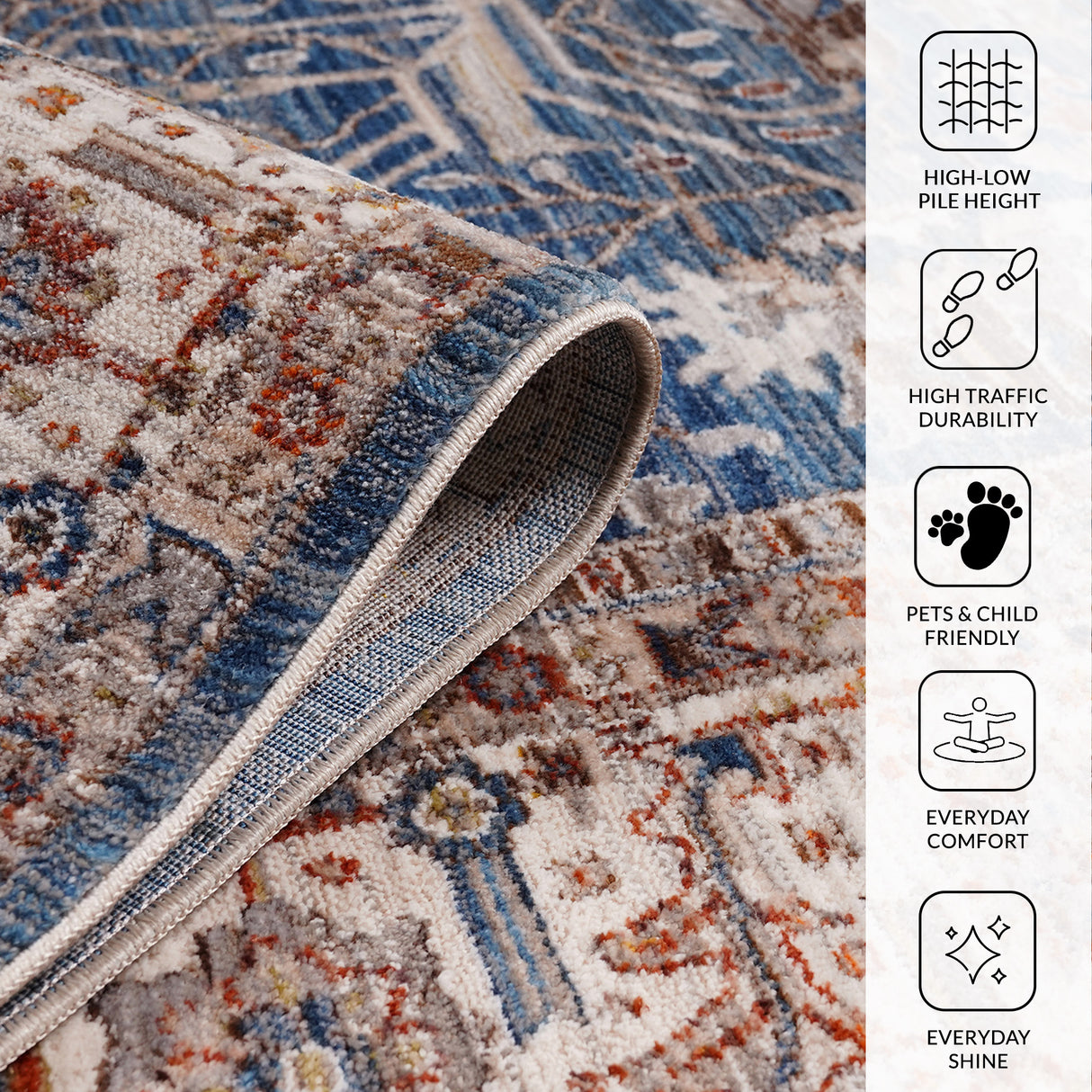 Amer Rugs ARC-5 Arcadia Oriental Design /Ivory Runner Rug, 2'7" X 10' Area Rug