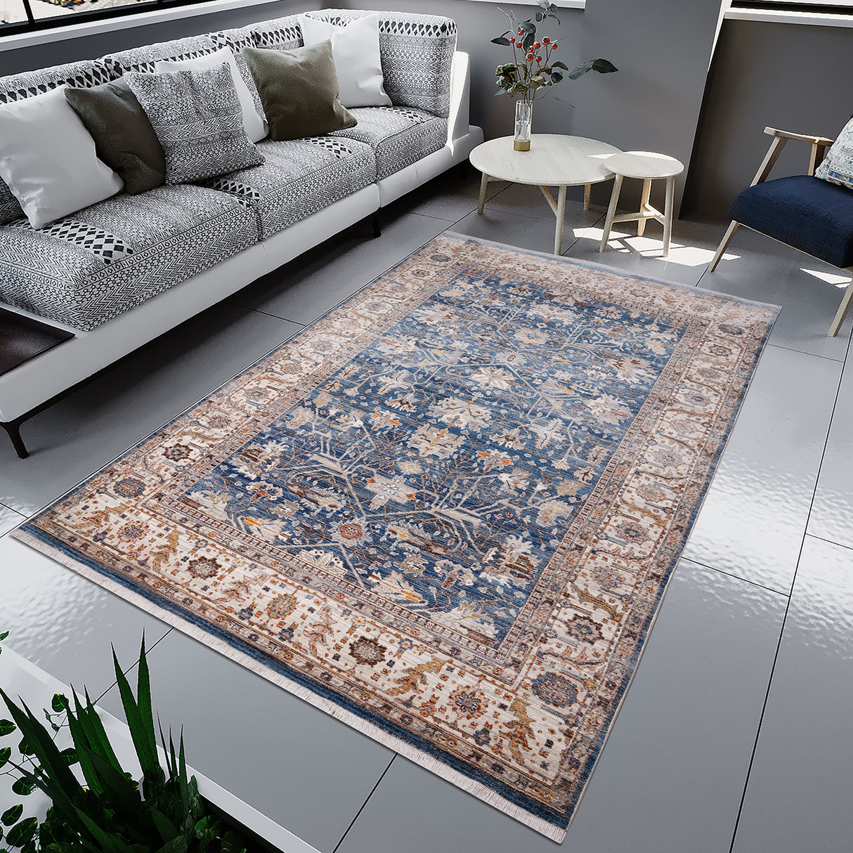 Amer Rugs ARC-5 Arcadia Oriental Design /Ivory Runner Rug, 2'7" X 10' Area Rug