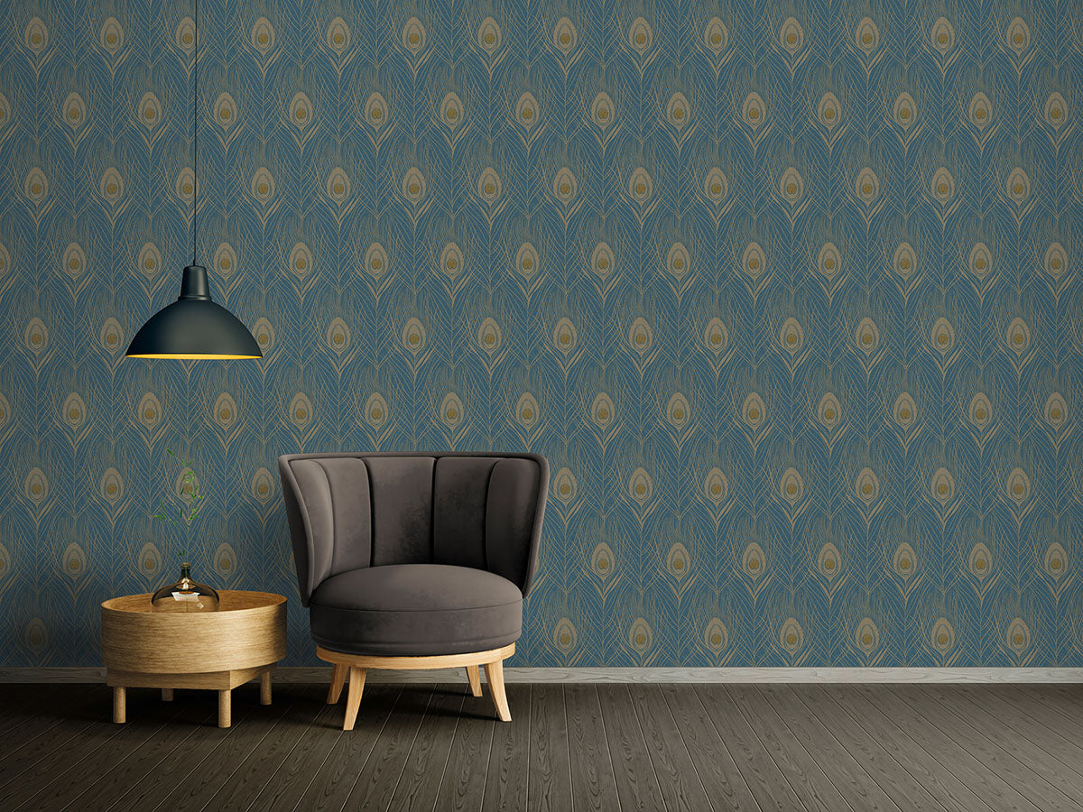 Eade’s Prosperity Blue Feather Wallpaper Blue