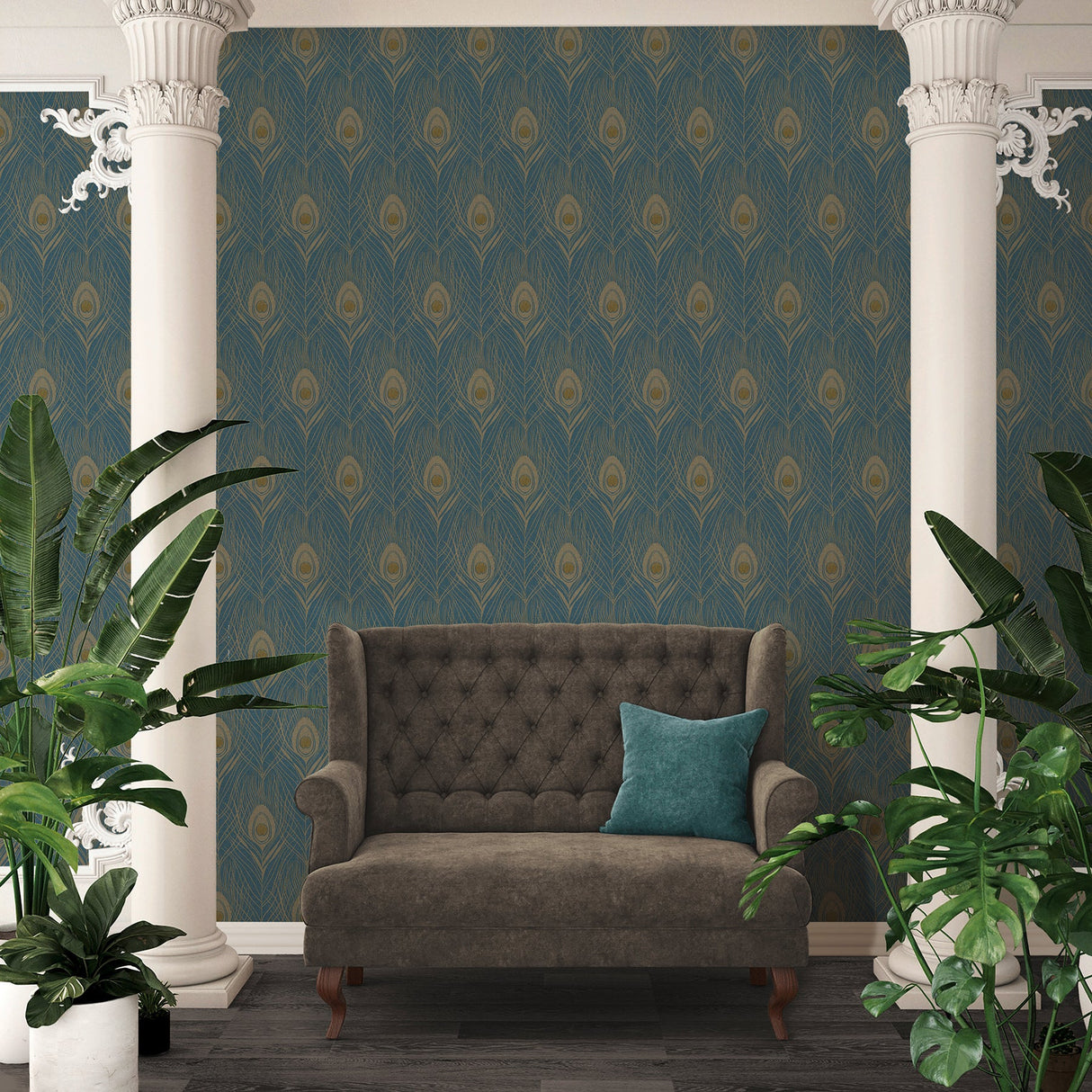 Eade’s Prosperity Blue Feather Wallpaper Blue