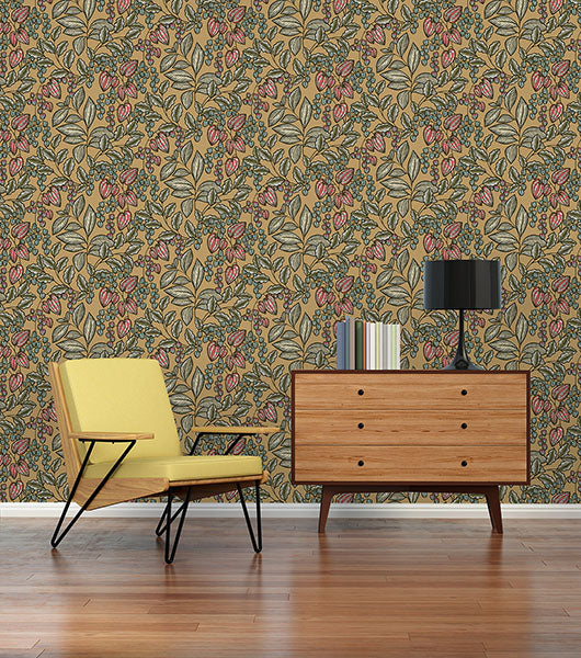 Eade’s Leif Mustard Vine Trail Wallpaper Mustard