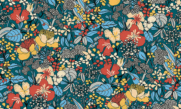 Eade’s Zetta Blue Floral Riot Wallpaper Blue