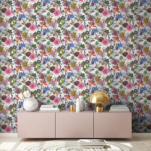 Eade’s Althea White Flower Garden Wallpaper White