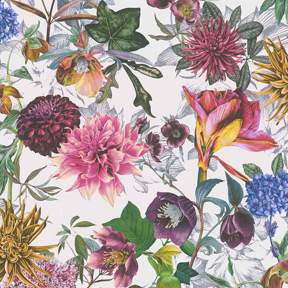 Eade’s Althea White Flower Garden Wallpaper White