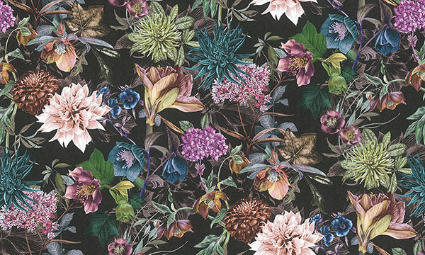 Eade’s Althea Black Flower Garden Wallpaper Black