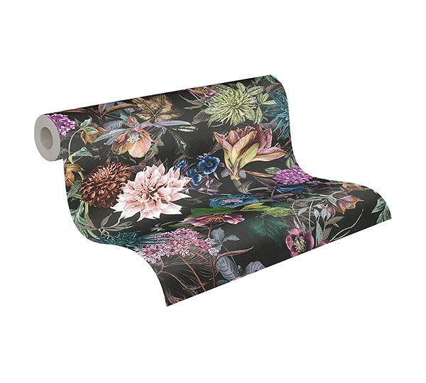 Eade’s Althea Black Flower Garden Wallpaper Black