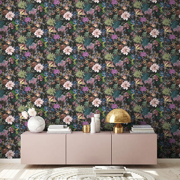 Eade’s Althea Black Flower Garden Wallpaper Black