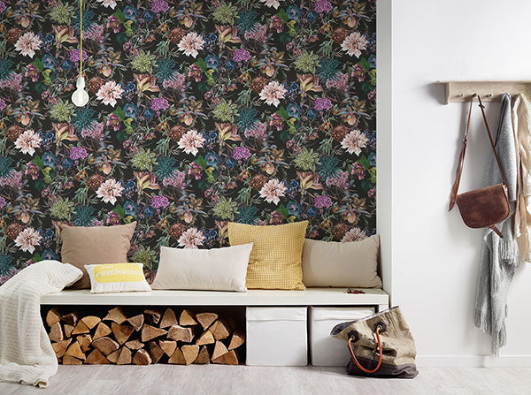Eade’s Althea Black Flower Garden Wallpaper Black