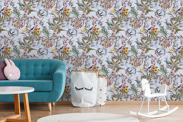 Eade’s Hollis Sky Blue Tropical Wallpaper Sky Blue