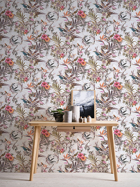 Eade’s Hollis White Tropical Wallpaper White