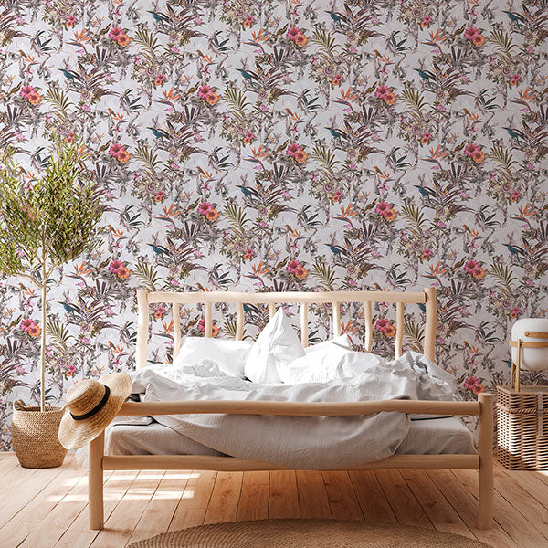 Eade’s Hollis White Tropical Wallpaper White