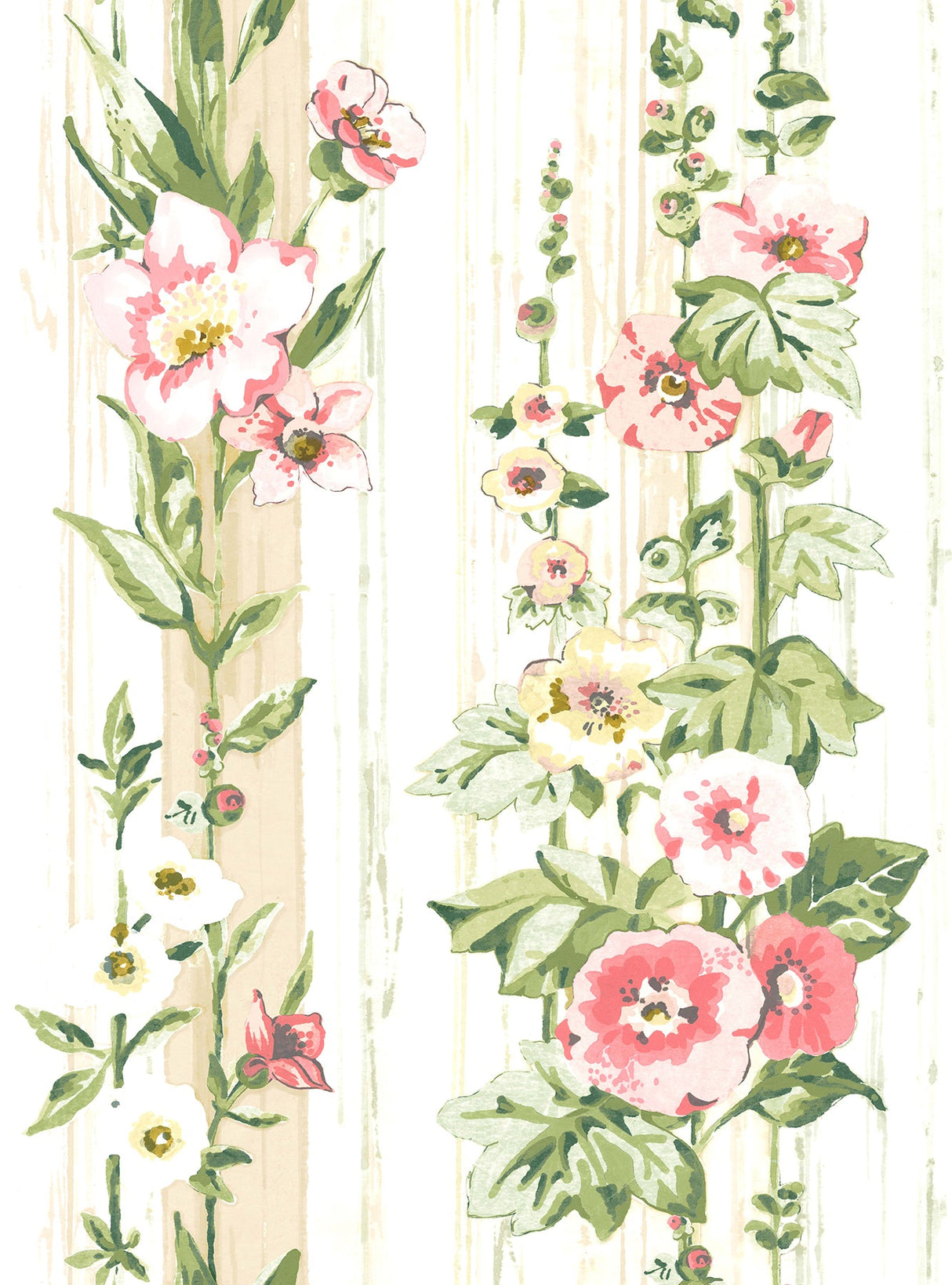 A-Street Prints AST3783 Delisa Yellow Floral Stripe Wallpaper