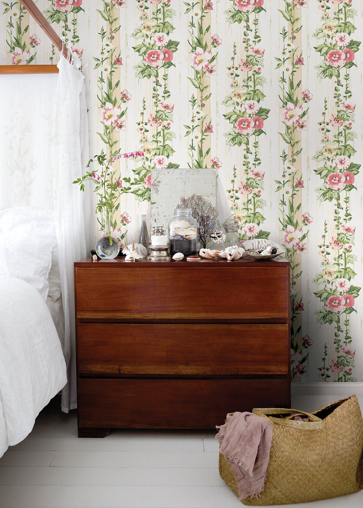 A-Street Prints AST3783 Delisa Yellow Floral Stripe Wallpaper