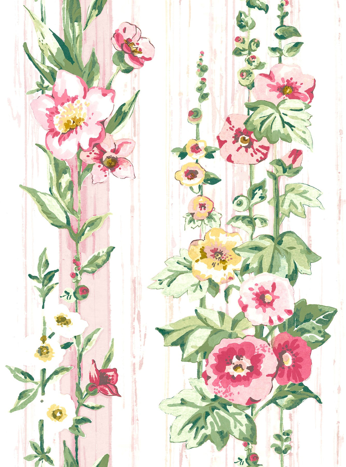 A-Street Prints AST3784 Delisa Pink Floral Stripe Wallpaper