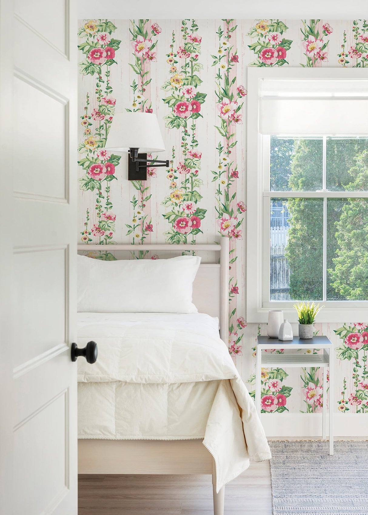 A-Street Prints AST3784 Delisa Pink Floral Stripe Wallpaper