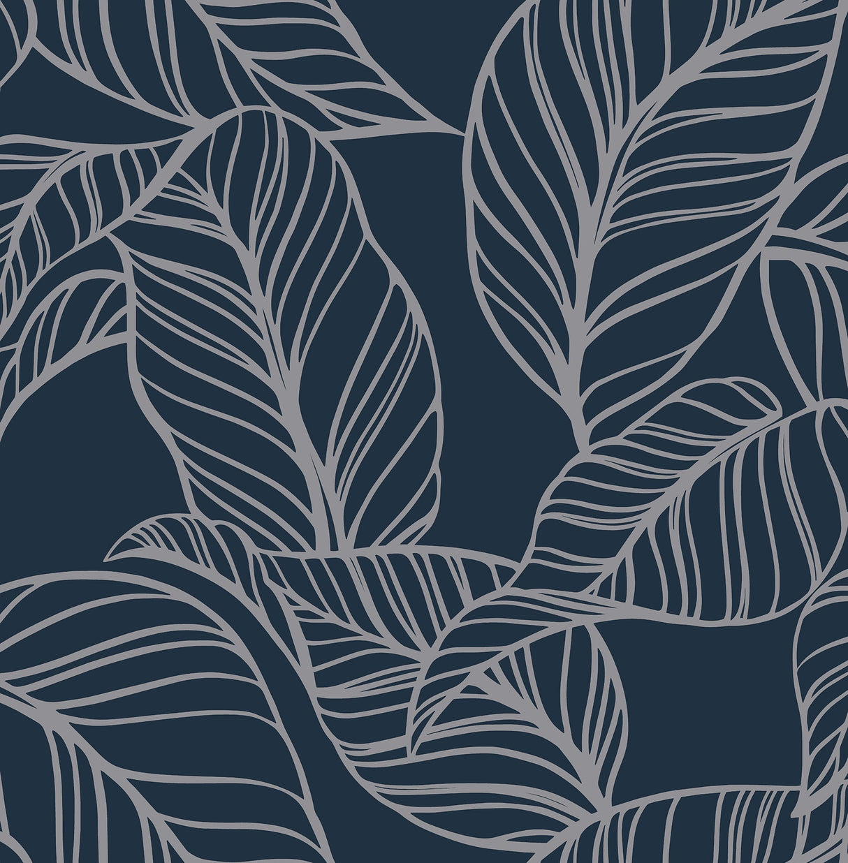 A-Street Prints AST3787 Kagan Blue Large Leaf Wallpaper